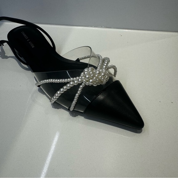 Charles & Keith Faux Pearl Beaded Slingback Flats - Picture 4 of 9